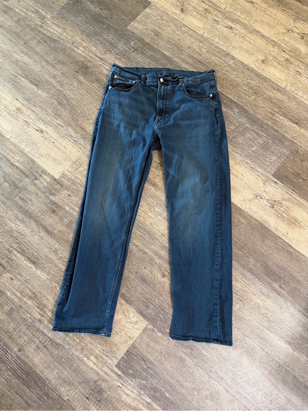 Calvin Klein Men's Dark Blue Straight-Leg Jeans